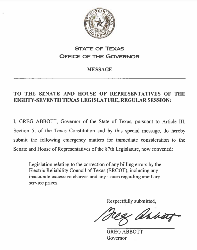 Texas ERCOT governor